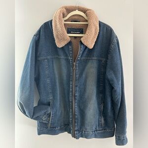 Steve Madden Blue Denim Jacket with Tan Sherpa Lining